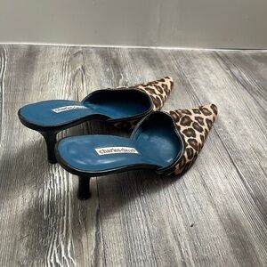Vintage Charles David Leopard Print Mules | Size 6B